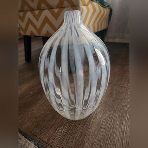Elegant White Handblown Glass Vase